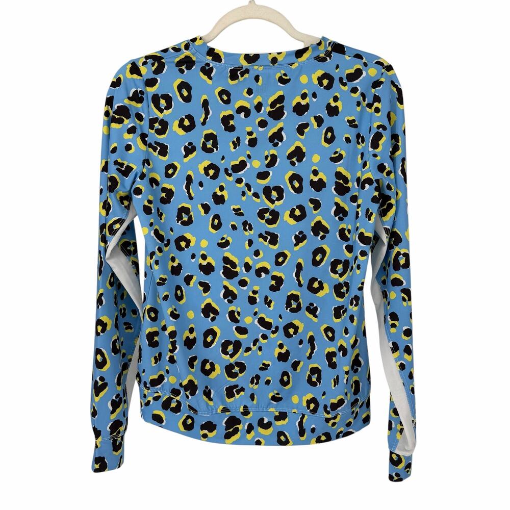 Tail Blue Leopard Print Long-Sleeve Pullover To; Sz Small